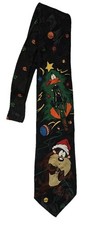 Taz Tazmanian Devil  Daffy Duck Looney Tunes Mania 1995 Black Christmas Tie
