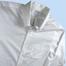 Brooks Brothers Button Down Men 16.5 33 White Regent Non-Iron Supima Preppy
