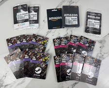 Unactivated/No Value Mixed Gift Card Job Lot – Amazon, Steam, TikTok, Roblox