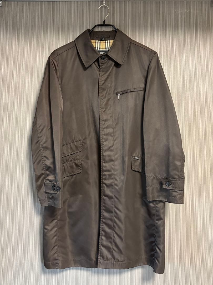 Burberry Balmacaan Coat Nylon Nova Check Lining Brown Mens Outerwear Size L thumbnail 10