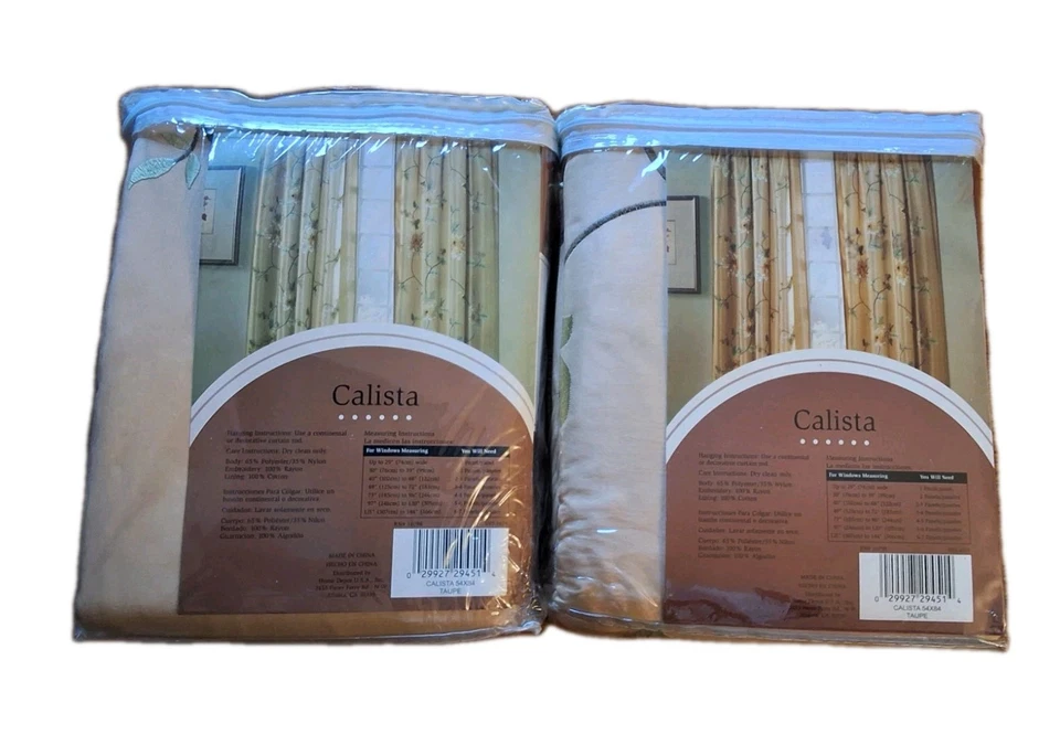 Dos paneles de cortina Designview Calista 54"x84" color topo/colorido bordado floral  Foto 3 de 4