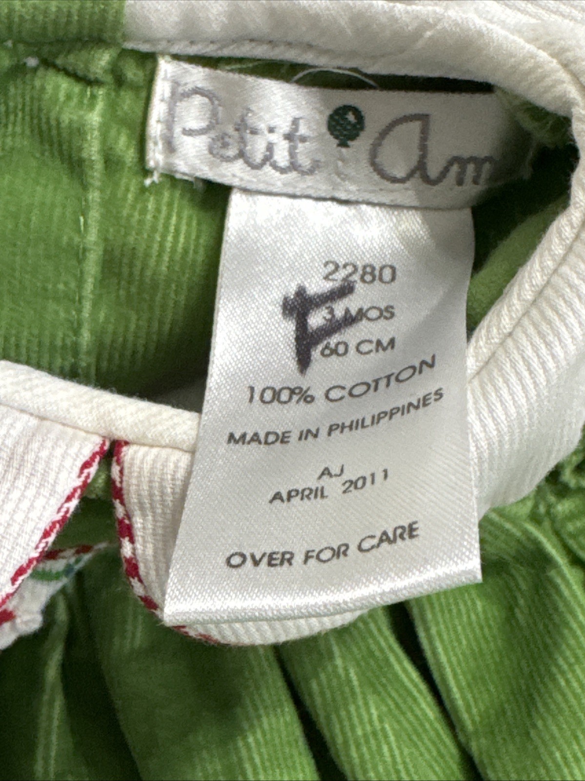 Vtg Petit Ami 3 Months Santa Christmas Holiday Smocking Green Baby Girl Dress