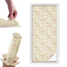 Frosted Glass Window Film Privacy Glass Film Floral Elegance Art Beige