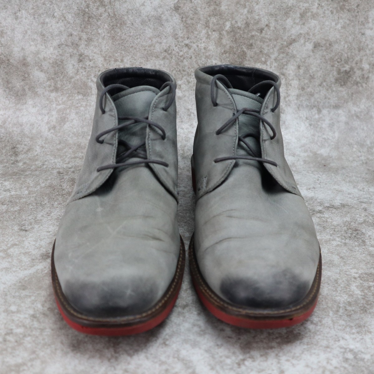 Ecco Hybrid Chukka Boots Gray Leather Burnished Toe Mens Sz  display picture 2