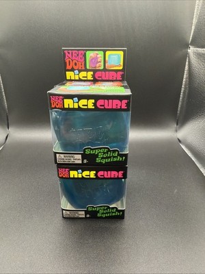 Nee Doh Nice Cube Blue Super Solid Squeeze Cube *Two SEALED Cubes*