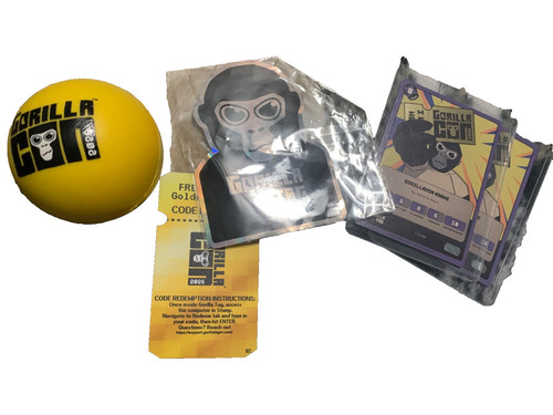 Gorilla Con bundle, 2 Gorilla Con Trading cards, G-Con Ball, and more.