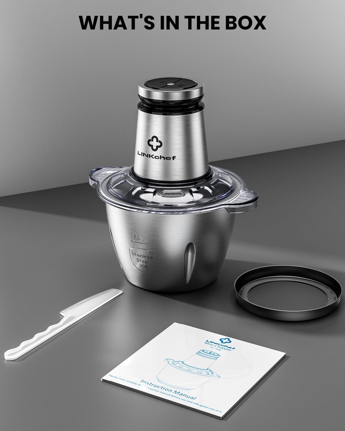 New Best LINKChef Food Processor Small 10 Cup Chopper with Container, 2.3L 600W