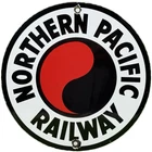 VINTAGE NORTHERN PACIFIC RAILWAY PORCELAIN SIGN GAS OIL TRAIN STATION BURLINGTON
