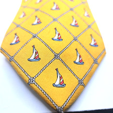 Men's Silk Tie Brooks Brothers Yellow Blue Red White Sailboats Knots USA Made