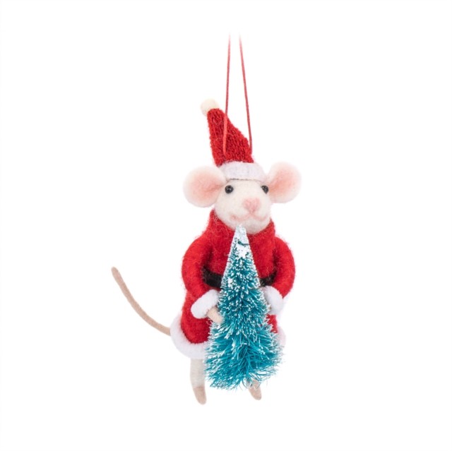 Santa Mouse with Tree Felt Decoration (General merchandise)