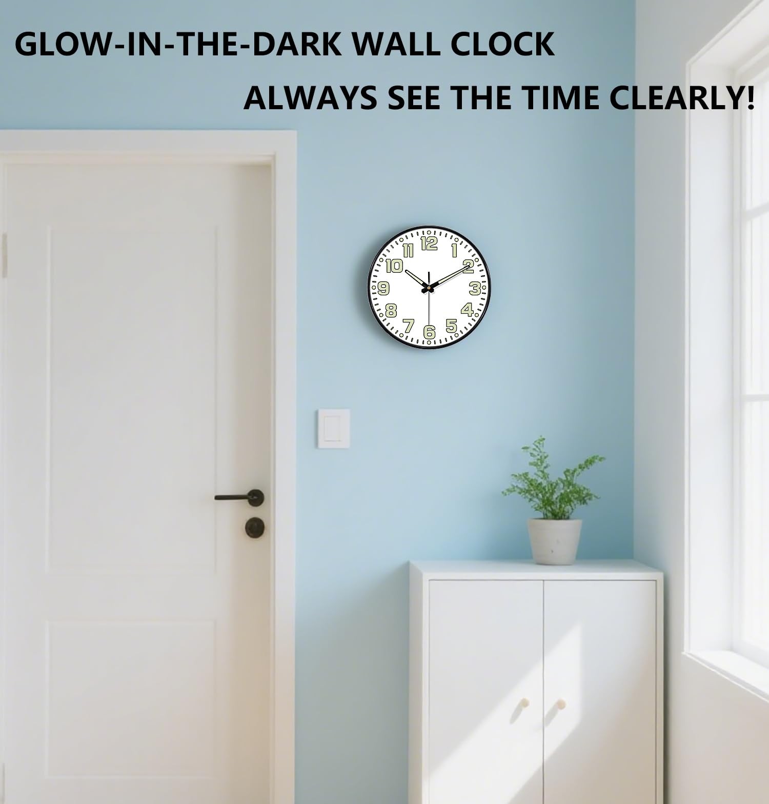 Glow in The Dark Wall Clock, 8" Silent Non-Ticking Wall Clocks Battery Operated
