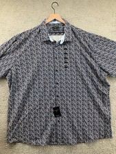 Shaquille O'Neal Dress Shirt Navy Brown 4X Cooling Stretch Floral 20 36/37