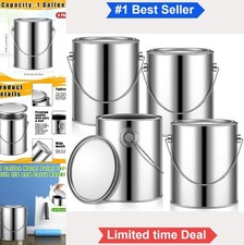 Empty Metal Paint Cans 1 Gallon with Lids Handles 4 Pack Tinplate Silver