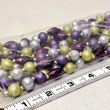 Midwest Beaded Garland VTG 9 Ft Glittered Frosted Purple Green NEW Old Stock