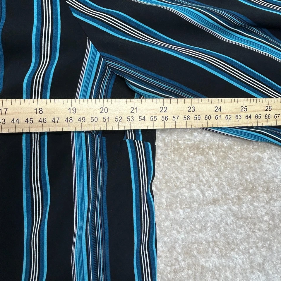 Joanna Blouse Shirt Women L Black Blue Striped Stretch Built In Tank Casual Top - Image 4 of 4