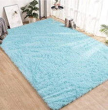 OhGeni Area Rug Soft Shaggy & Smooth 5.3 X 4 FT Slip Resistant & ￼Sponge Bottom