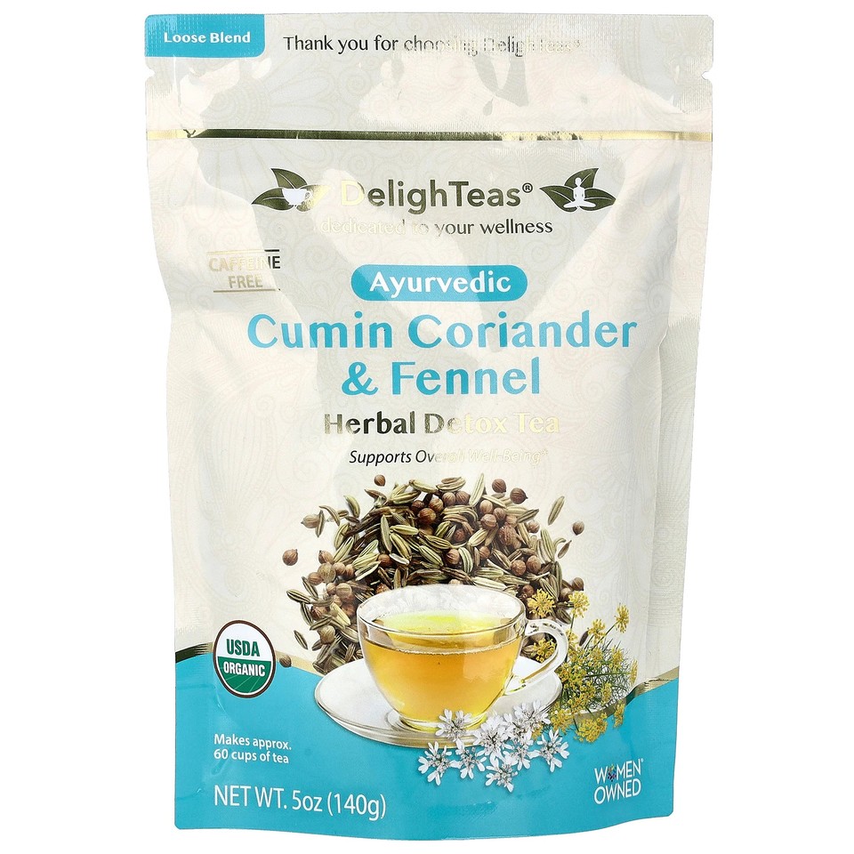 Herbal Detox Tea, Cumin Coriander & Fennel, Loose Blend, Caffeine Free, 5 oz