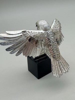 Christofle France Lumiere D Argent Nuthatch Silver Plate Bird Marble Base Boxed