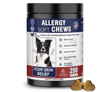 Allergy Soft Chews for Dogs   Itchy Skin Relief, Immune  Gut Support 200 Chews