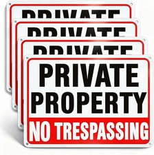 4 Pack Large No Trespassing Signs Private Property, 10x7 Inch Rust Free Aluminum