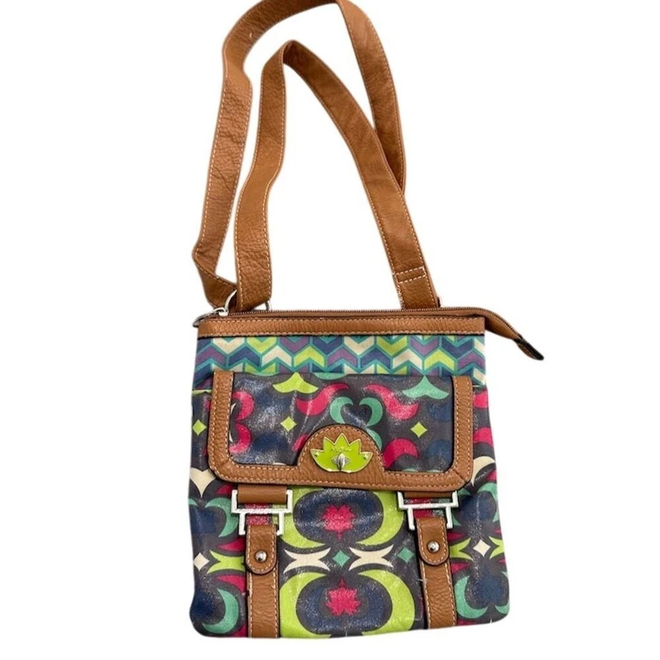 Cartera bandolera geométrica multicolor para mujer Lily Bloom correa ajustable Foto 2 de 4