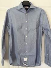 Jos A. Bank Men  s Slim Fit Long-Sleeve 16 - 34/35 Blue Checked Dress Shirt, NWT 