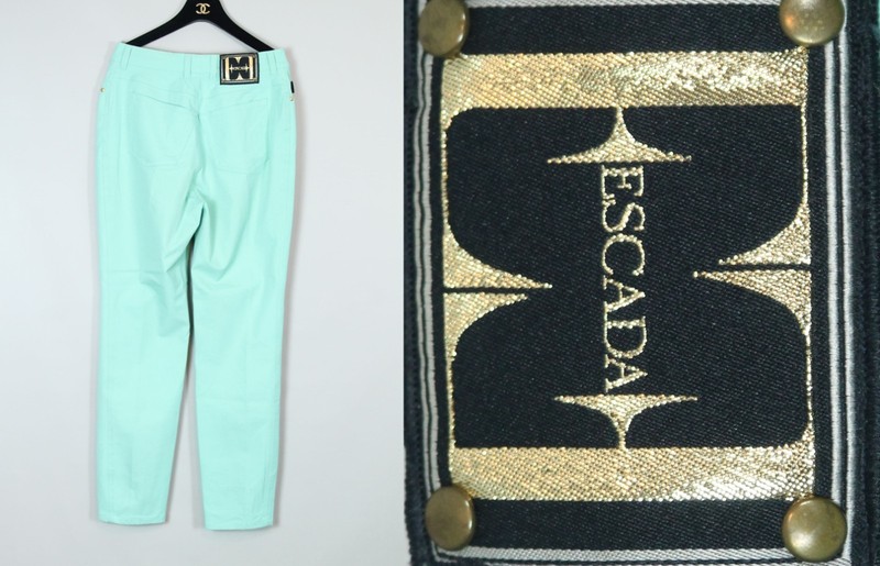 ESCADA by Margaretha Ley ITALY Aqua Blue Stretch Cotton Trousers Pants 42