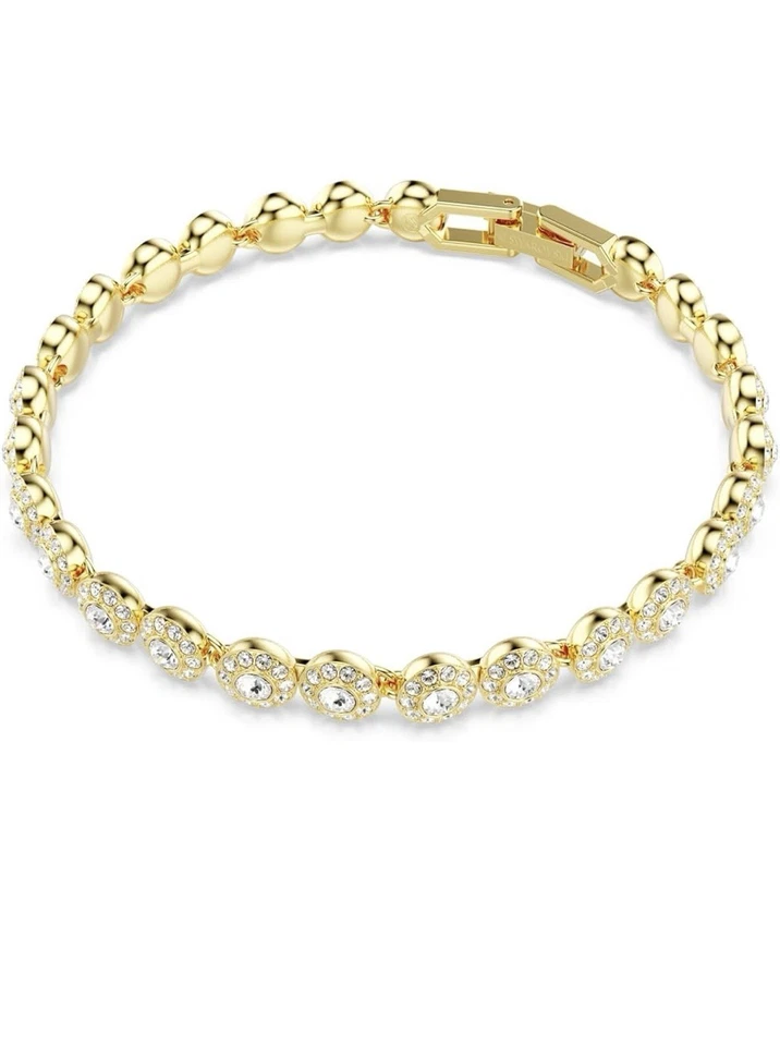 Collar Tenis Swarovski Una Angelic Corte Redondo, Blanco, Chapado en Oro 5720505 Foto 3 de 4