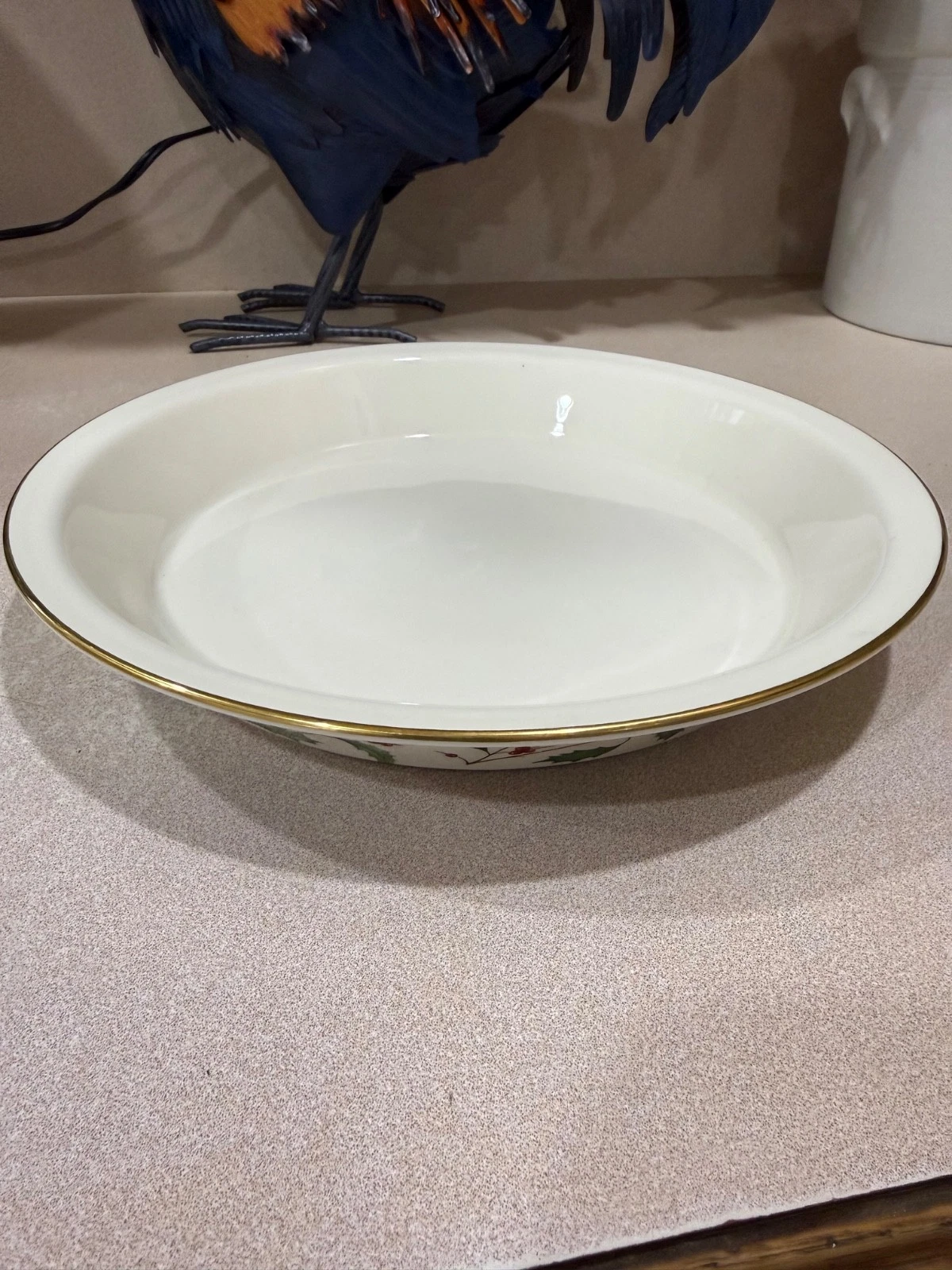 Lenox Holiday Bakeware Pie Baking Pan Dish gold trim usa