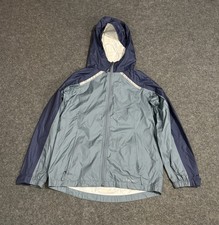 LL Bean Jacket Youth Size Large Windbreaker Rain Full Zip Blue Nylon