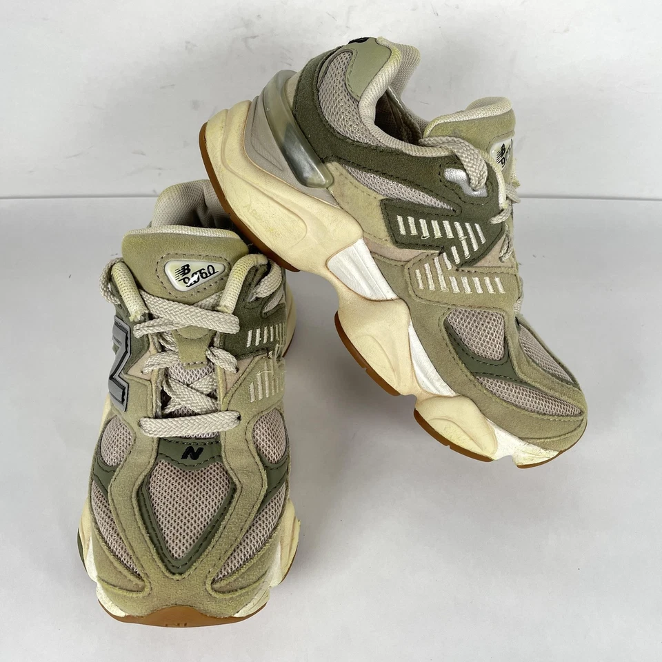 New Balance 9060 Zapatos Niños Talla 13 Atléticos Verde Malla Gamuza Zapatillas Cómodas Foto 2 de 4