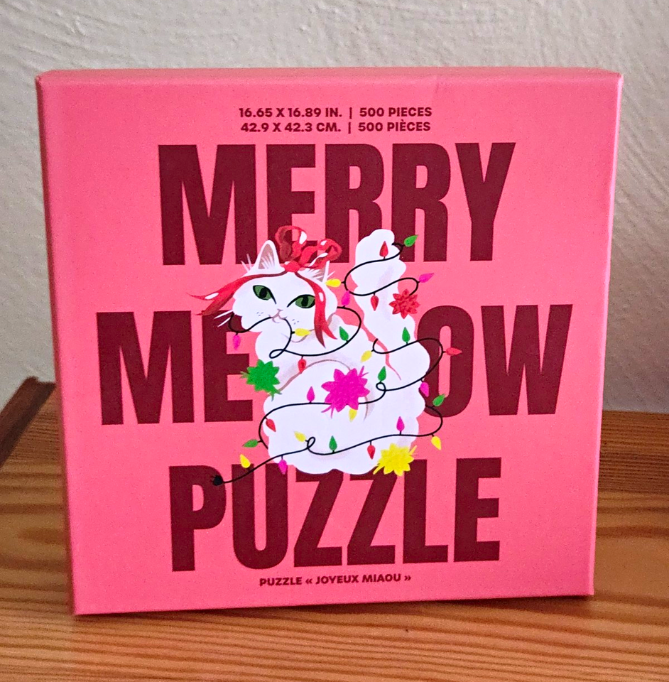 Anthropologie Icon Merry Meow 500-Piece Pink Cat Animal Jigsaw Puzzle ...