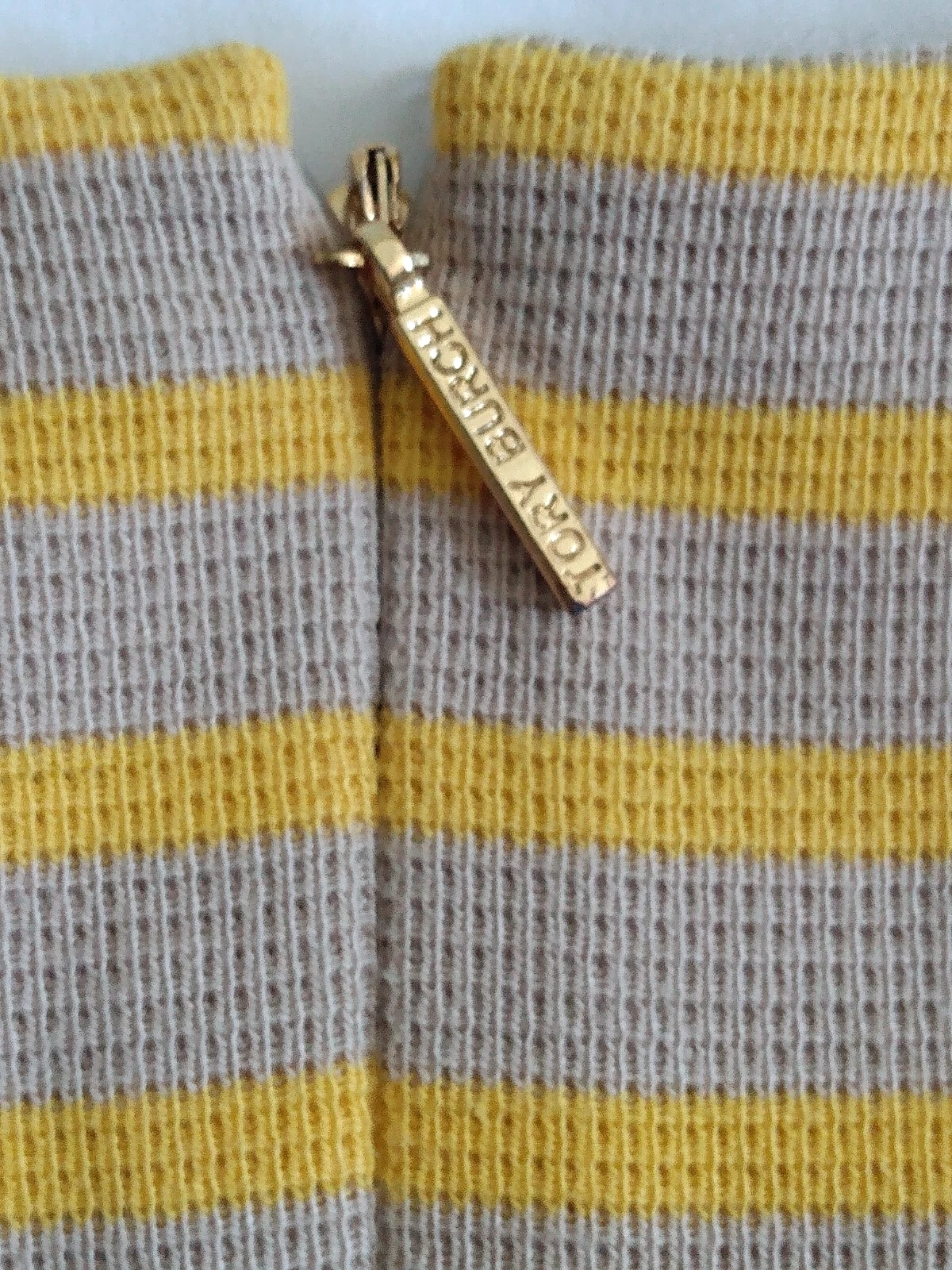 Abito Tory Burch S giallo marrone a righe cotone manica corta gonna aperta con bottoni