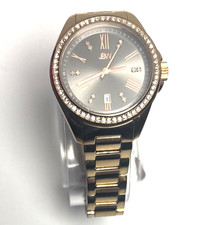 Orologio JBW Capri quadrante grigio con diamanti placcato oro rosa 18 carati 38mm batteria nuova