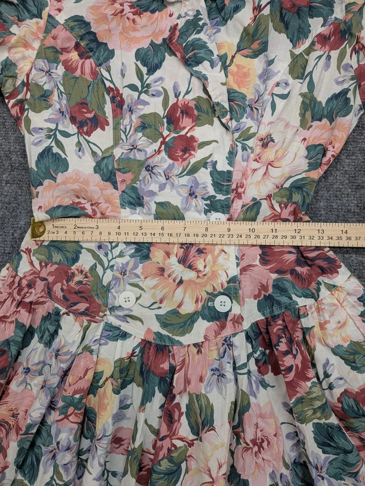 Винтажное женское платье Carol Anderson 5/6 с цветочным узором на пуговицах с воротником миди 80-е США - Изображение 4 из 4