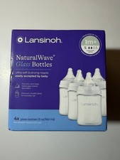Lansinoh Natural Wave Glass Baby Bottles 4ct. 5oz,160ml , 1 Month slow flow