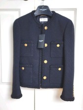 Saint Laurent YSL Tweed Jacket Blazer Black Women's F 38 US 2 4000 New