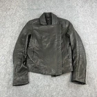 Hugo Boss Womens Leather Jacket UK 6 Black Lamb Leather Asymmetrical Biker LE944