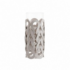 Glass Vase with Woven Leather Exterior Space-Conscious Handmade Glass Vase