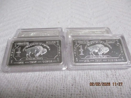 Set Of 2  1 Troy oz German Silver Buffalo Bar memorabilia