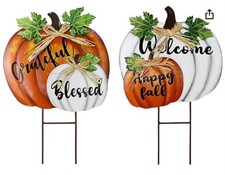 Welcome Yard Sign Fall Decor, Decorative Outdoor Stakes for Autumn Harvest
