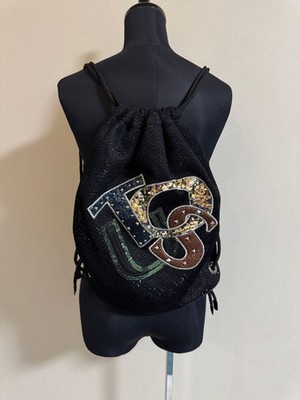 TOUS Beaded Logo Drawstring Backpack Black 36x39cm Accessories stylish F815