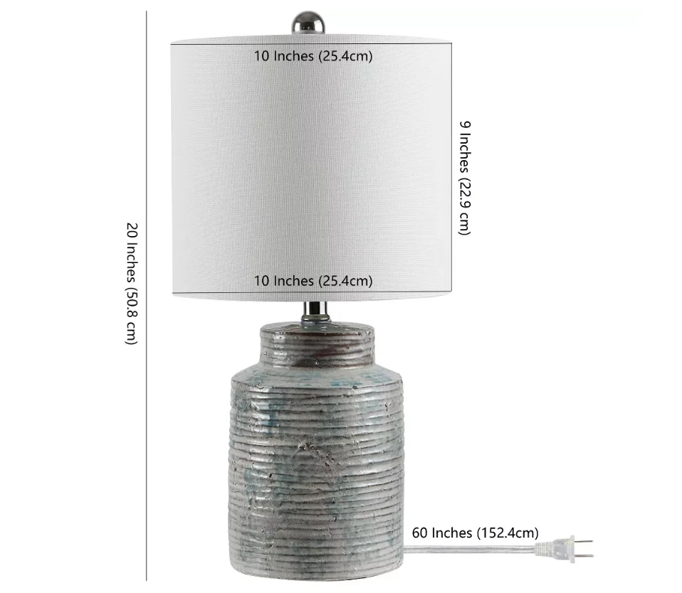 Lámpara de Mesa Boris 19" Cerámica TBL4268 Azul/Verde Iluminación Safavieh Foto 3 de 3