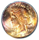 1923 Peace Dollar Gem BU ++++ Near Flawless Beautiful Rainbow Color  Toned