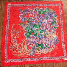 Vintage Glorimessage 100 Silk Scarf Made in Italy Red Floral 33  Square
