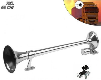 Drucklufthorn 63cm Fanfare mit Magnetventil 12V 24V Verchromte Hupe für LKW Boot