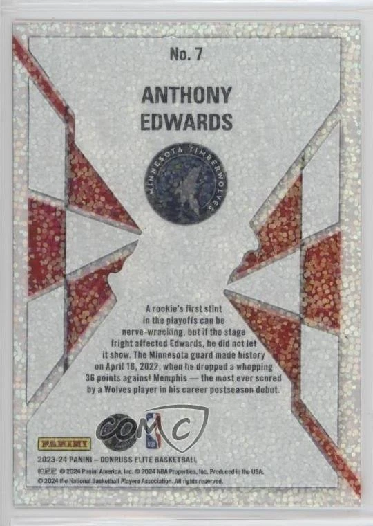 2023-24 Donruss Elite Deck Red International Anthony Edwards #7 - Image 2 of 2