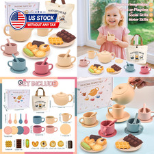 Silicone Tea Party Set for Little Girls Kids Toddlers Tea Set with Tea Pot Cups