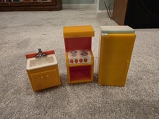 Fisher Price Dollhouse Kitchen 1978 stove, sink, fridge