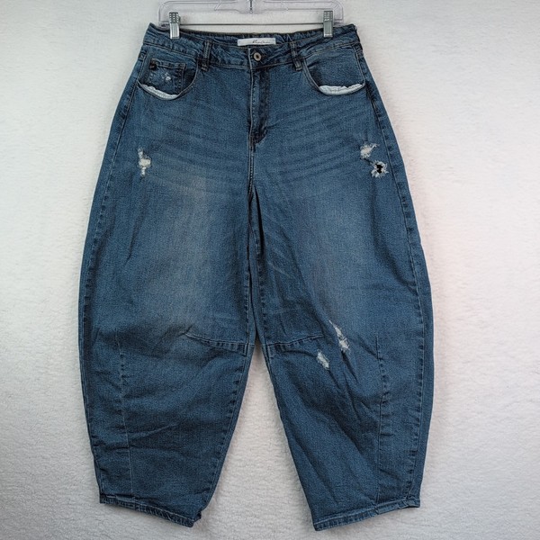 Kancan Addison Horseshoe Fit Jeans Women’s 11/29 Barrel Leg High Rise Distressed